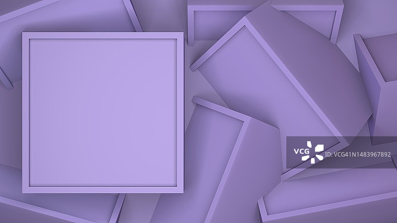 混乱几何形状的抽象3D渲染，空旷空间中的彩色立方体。彩色背景。3D渲染图片素材