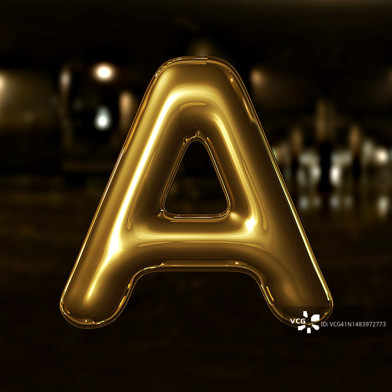 金色3D字母A图片素材