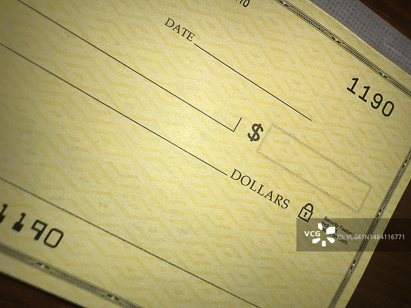 银行付款支票 - 局部视图图片素材