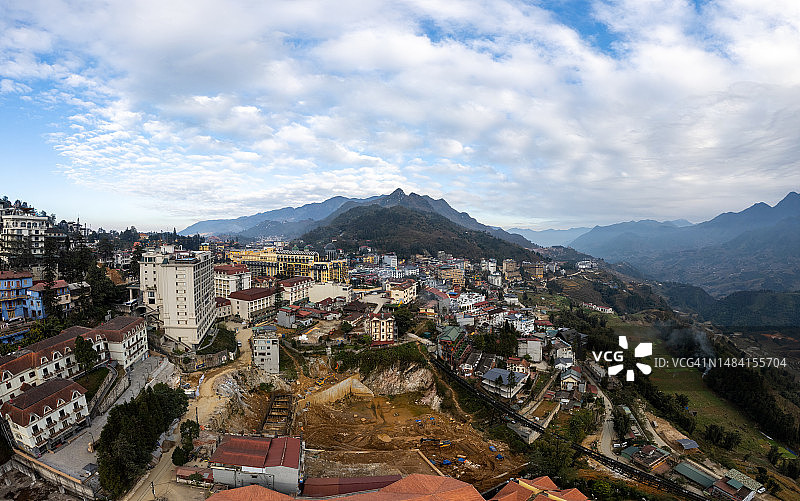 沙巴市鸟瞰全景，老街，越南图片素材