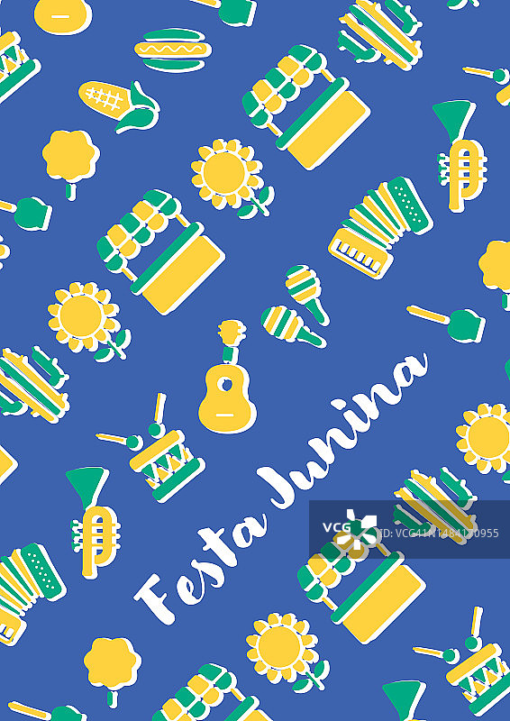 巴西六月节明信片、banner和海报装饰插画，A尺寸竖版图片素材