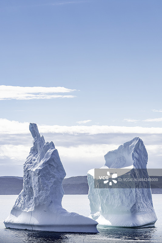 加拿大纽芬兰和拉布拉多的博纳维斯塔，狼湾的冰山图片素材