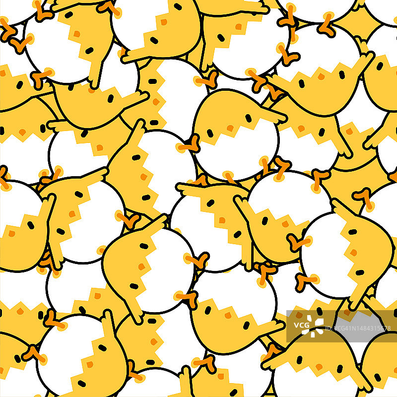 卡通小鸡可爱无缝图案，婴儿面料背景图片素材