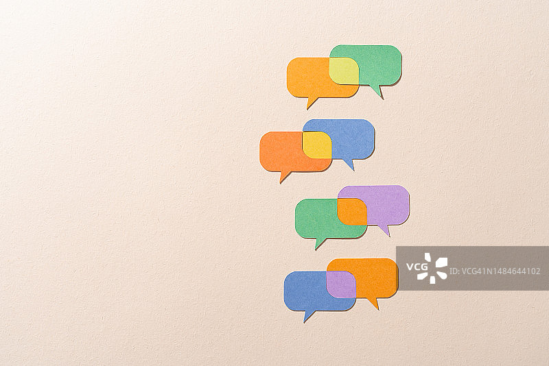 聊天气泡与共享视图重叠，纸工艺图片素材