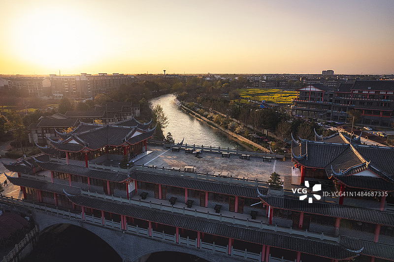 中国传统廊桥轮廓图片素材