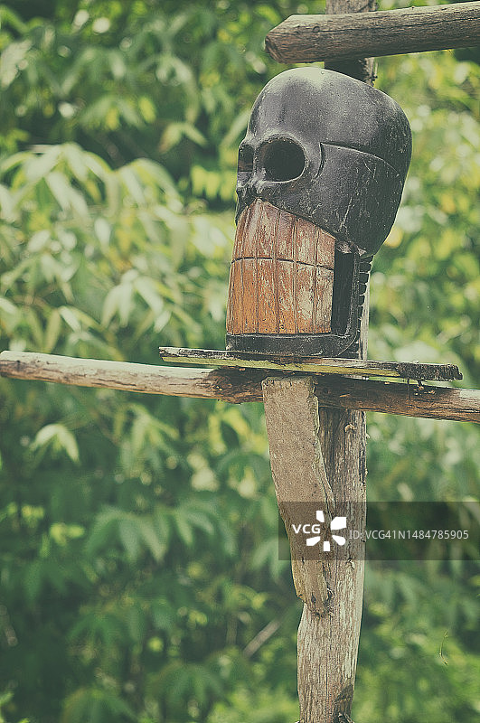 牙买加骷髅头木雕图片素材