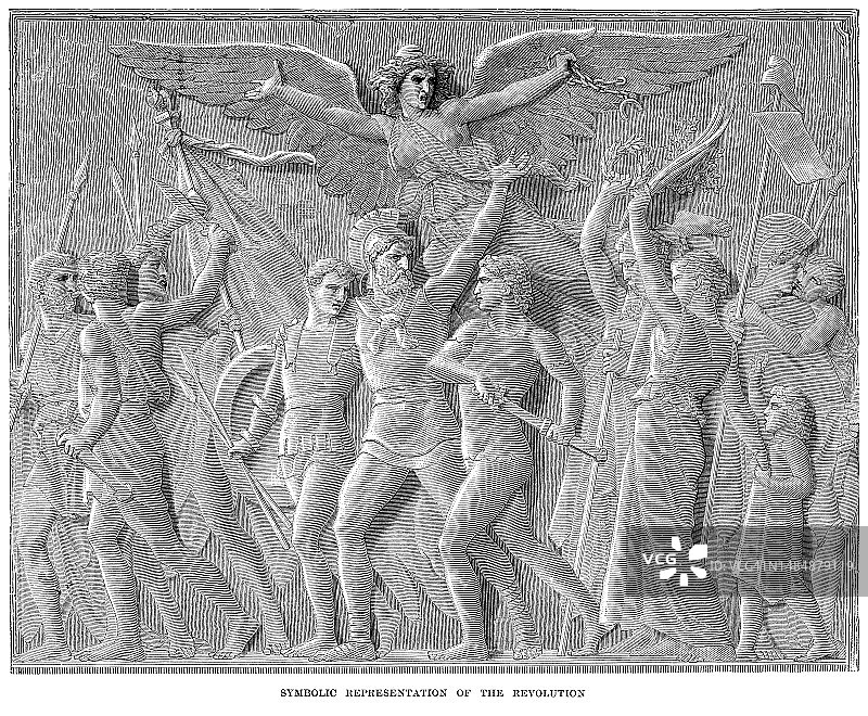 法国革命的象征性表现古版画插图图片素材