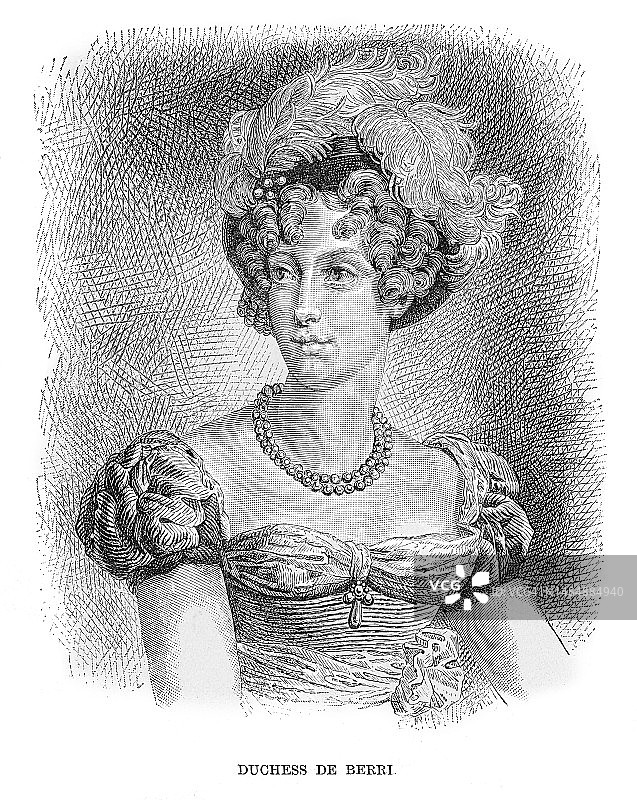 玛丽-卡罗琳·德·波旁-西西里公主，贝里公爵夫人 (1798–1870) 肖像图片素材