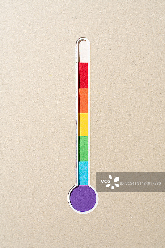 彩虹色压力温度计剪纸工艺图片素材