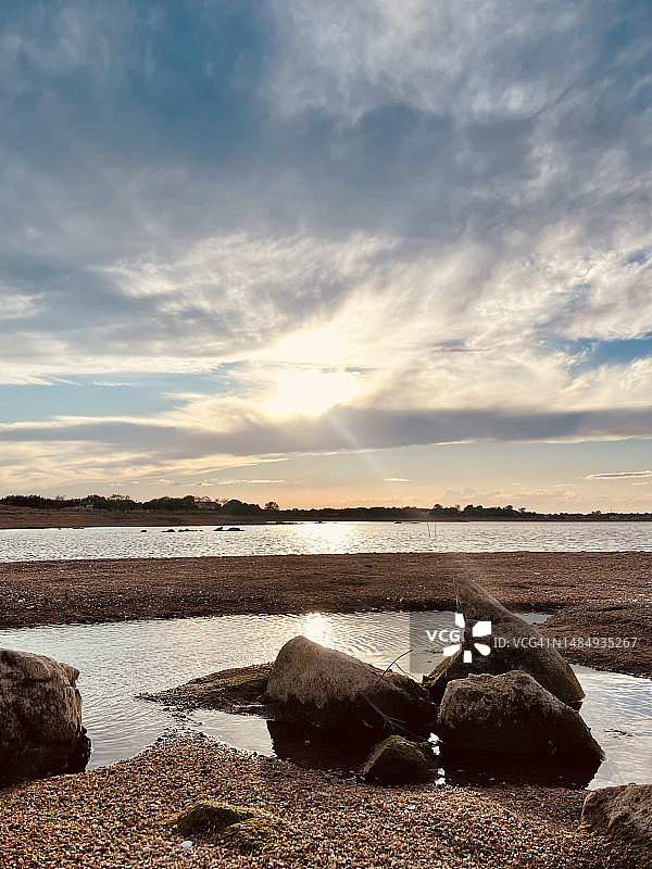 德克萨斯州布坎南湖日落图片素材