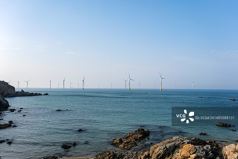 宏伟海上风电场航拍图片素材