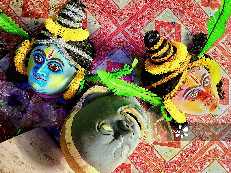 印度传统Chhau舞蹈面具图片素材