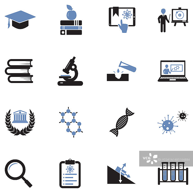 科学教育图标，双色扁平设计矢量素材图片素材