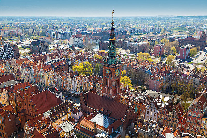 波兰。从塔上看旧格但斯克。图片素材
