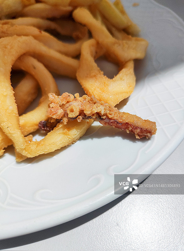 油炸鱿鱼圈图片素材