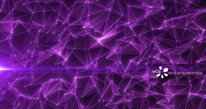 抽象紫色发光能量线和三角形高科技背景图片素材