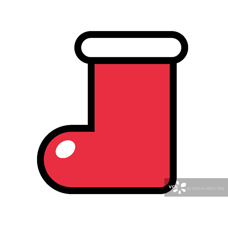 圣诞袜图标。圣诞节装饰图标。圣诞礼物。矢量素材。图片素材