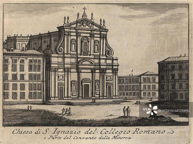 罗马耶稣会学院的圣依纳爵教堂（1767年数字复制品，原始日期未知）图片素材