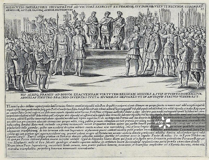 17世纪古罗马皇帝凯旋分发金币图片素材