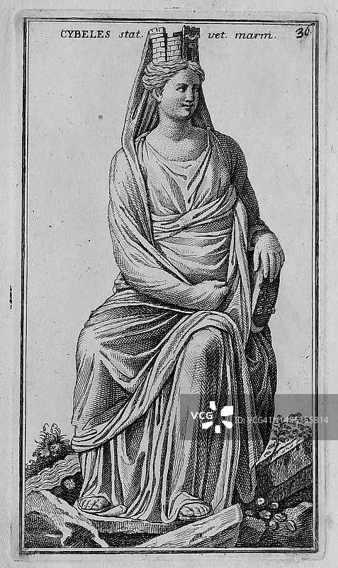 古罗马基贝拉大理石雕像（18世纪数字复制品）图片素材