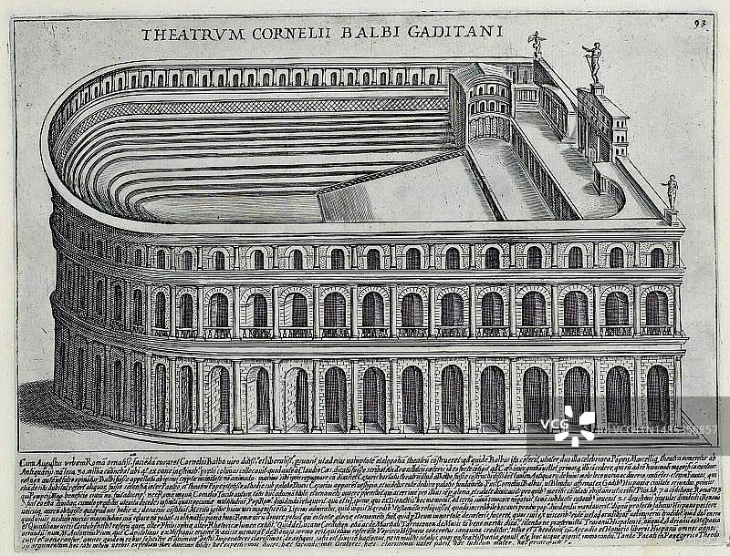 科尔内利乌斯·巴尔比·加迪塔尼剧院，古罗马，意大利，17世纪原版数字复制品，原始日期未知图片素材