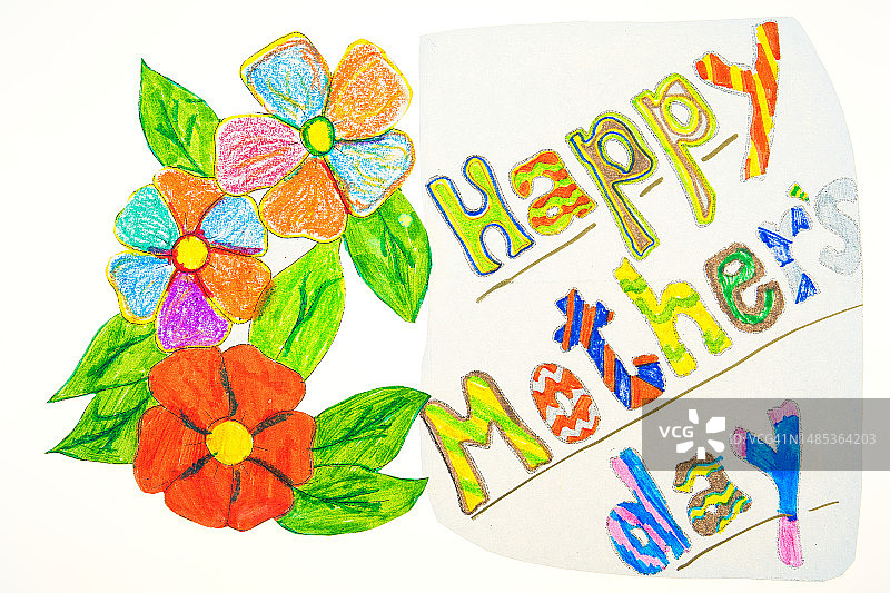 带有花卉图案的英文母亲节贺卡图片素材