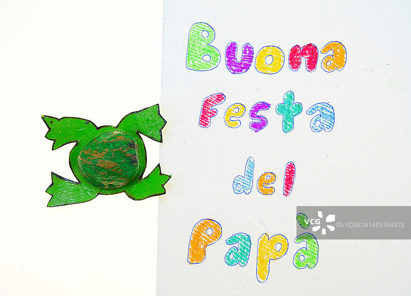 意大利父亲节主题明信片，幸运青蛙图片素材