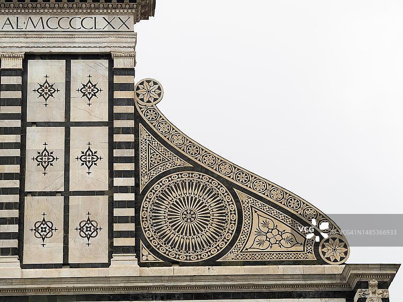 佛罗伦萨新圣母玛利亚大教堂精美大理石雕刻细节，意大利托斯卡纳图片素材