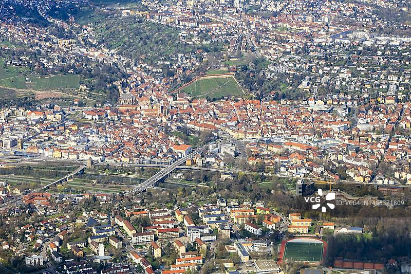 德国巴登-符腾堡州埃斯林根市航拍图片素材