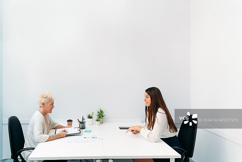 招聘中心白人女商人面试场景图片素材