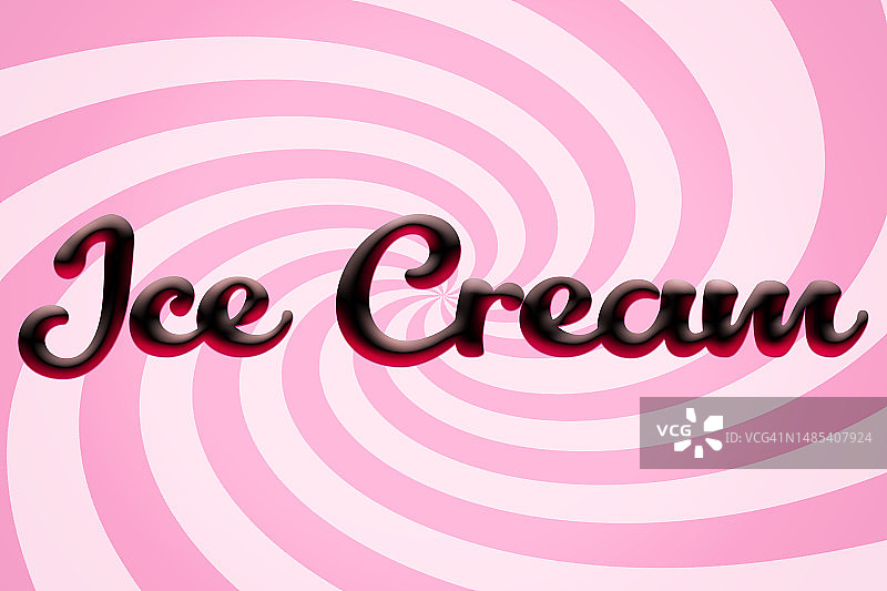 白色和粉色螺旋背景上的“冰淇淋”字样图片素材
