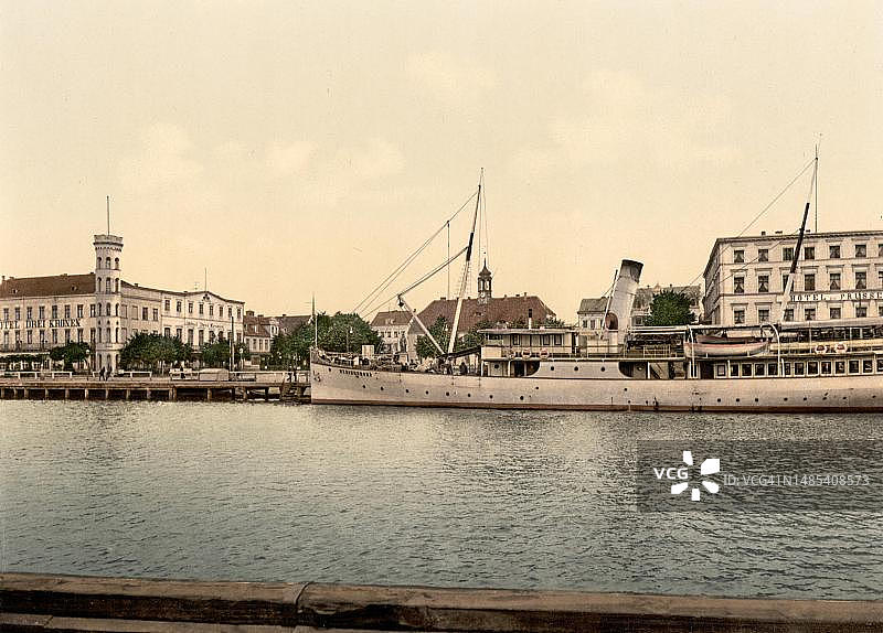 波罗的海斯维内明德的法院和酒店（原波美拉尼亚，德国，今波兰希维诺乌伊希切），历史照片图片素材