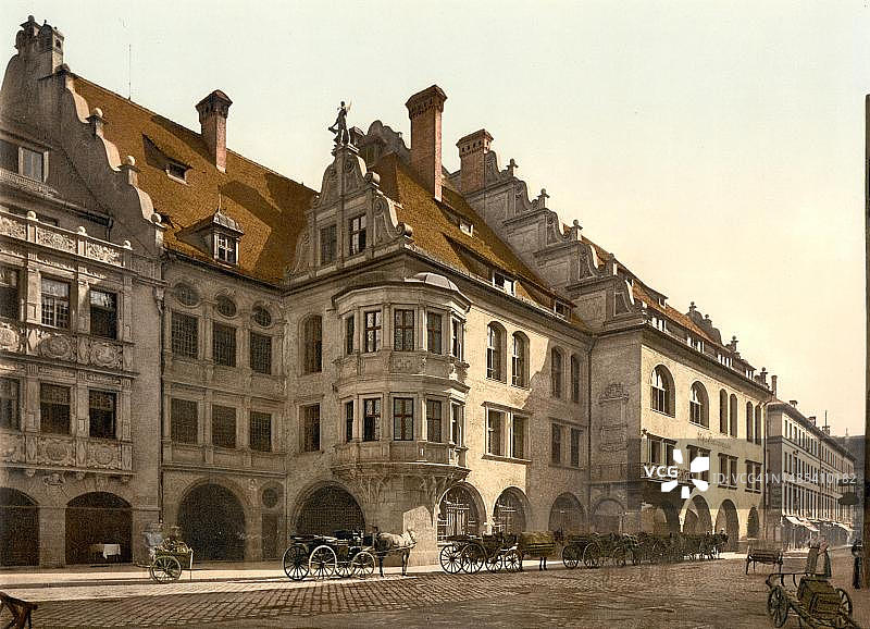 德国巴伐利亚慕尼黑皇家啤酒屋19世纪彩色照片图片素材