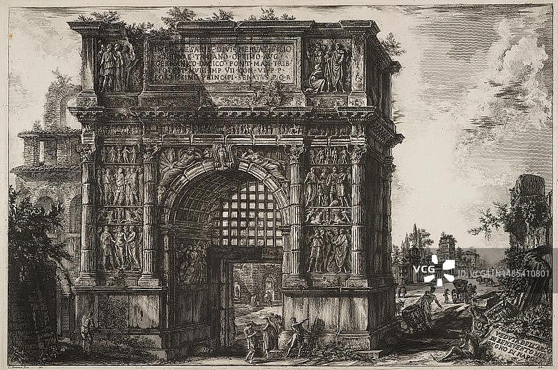 那不勒斯王国贝内文托的图拉真拱门，1778年，意大利，历史照片，19世纪原版数字化修复图片素材