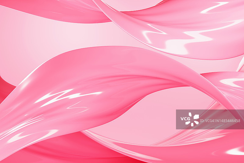 光泽粉色飞溅。玫瑰色丝绸。3D图案。化妆品和皮肤护理产品。图片素材