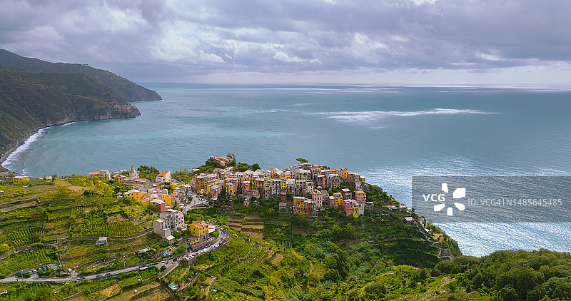 意大利五渔村科尔尼利亚渔村美丽风光图片素材