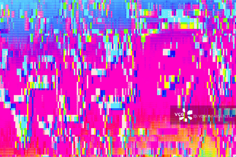 像素化多色彩虹扭曲纹理未来主义故障动态背景图片素材