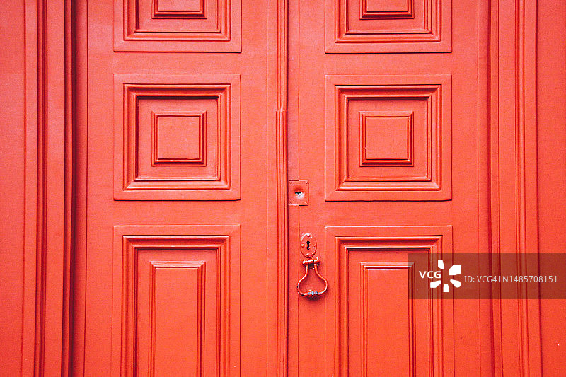 红色木门特写图片素材