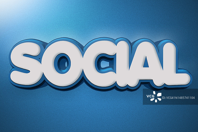 蓝色背景上的“社交”字样图片素材