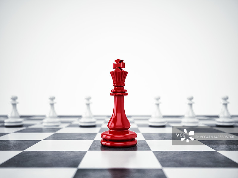 红色兵卒在白色兵卒前方，3D渲染图片素材