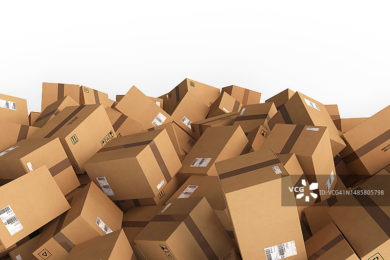 3D渲染的纸板箱堆叠，罗马尼亚图片素材