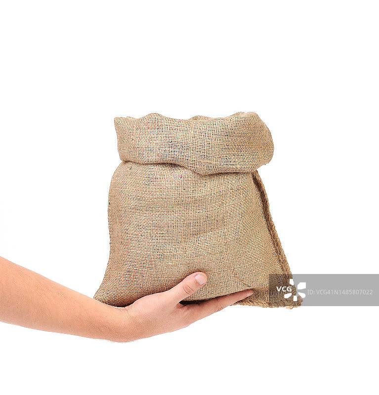 手持麻袋，白色背景，摩尔多瓦图片素材
