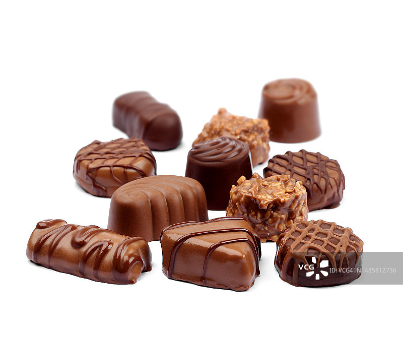 白色背景下的巧克力特写，罗马尼亚图片素材