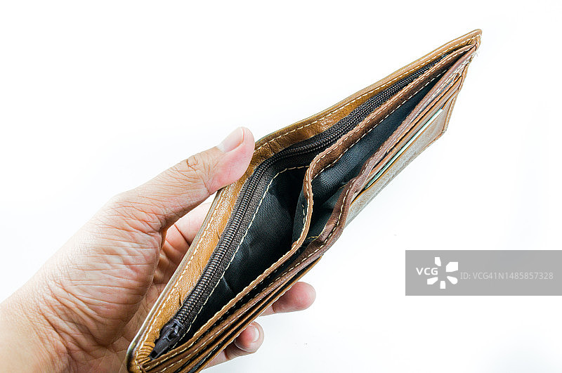 男人的手拿着没钱的钱包图片素材