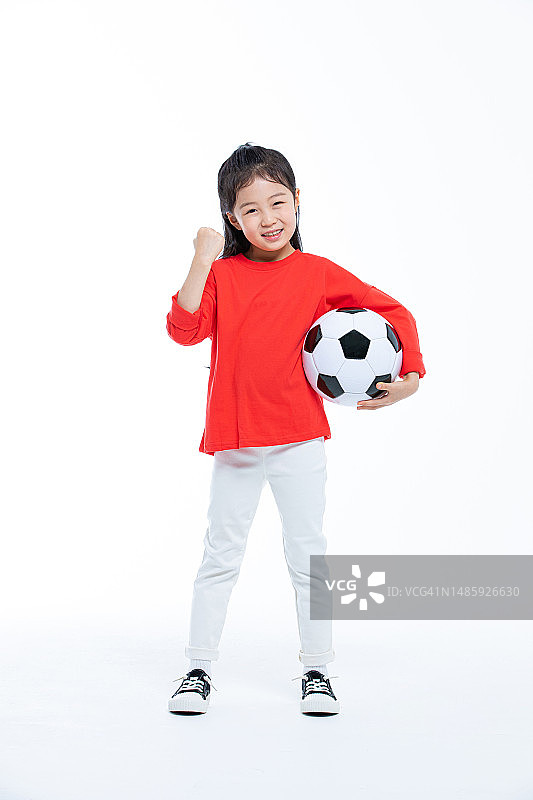 儿童、女孩与足球图片素材