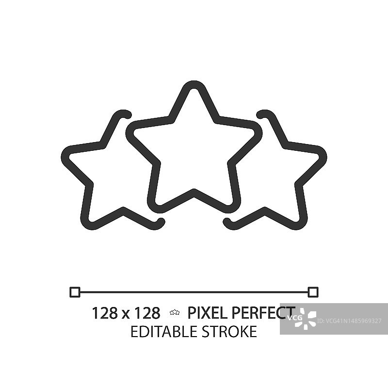 三个星星像素完美线性图标图片素材