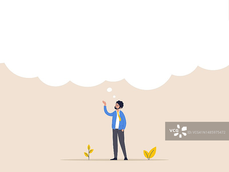 想象力或创造力概念：思考中的商人图片素材