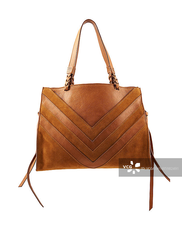 白色背景上的皮革和磨砂皮手提包图片素材