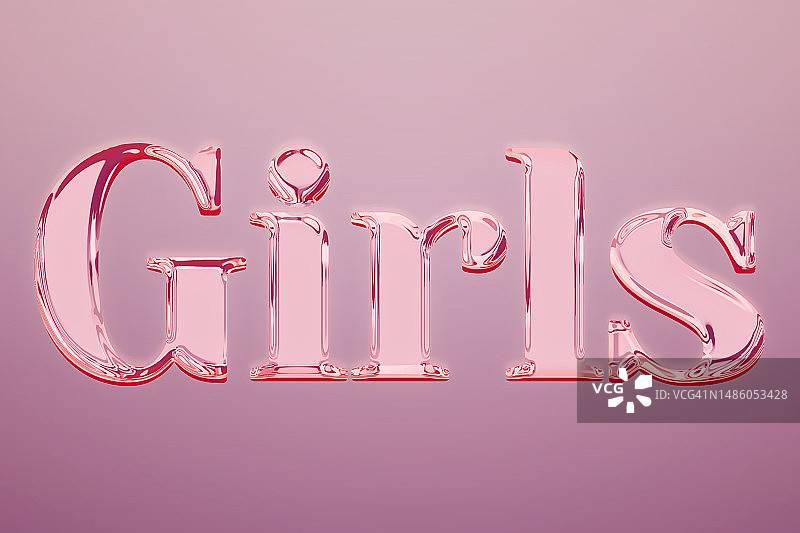 淡粉色背景上的单词Girls图片素材