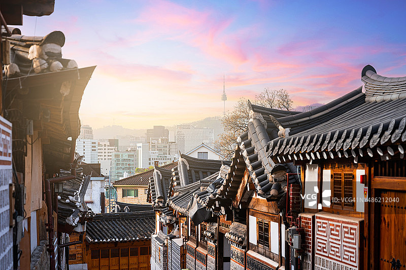 韩国首尔北村韩屋村古老街区图片素材